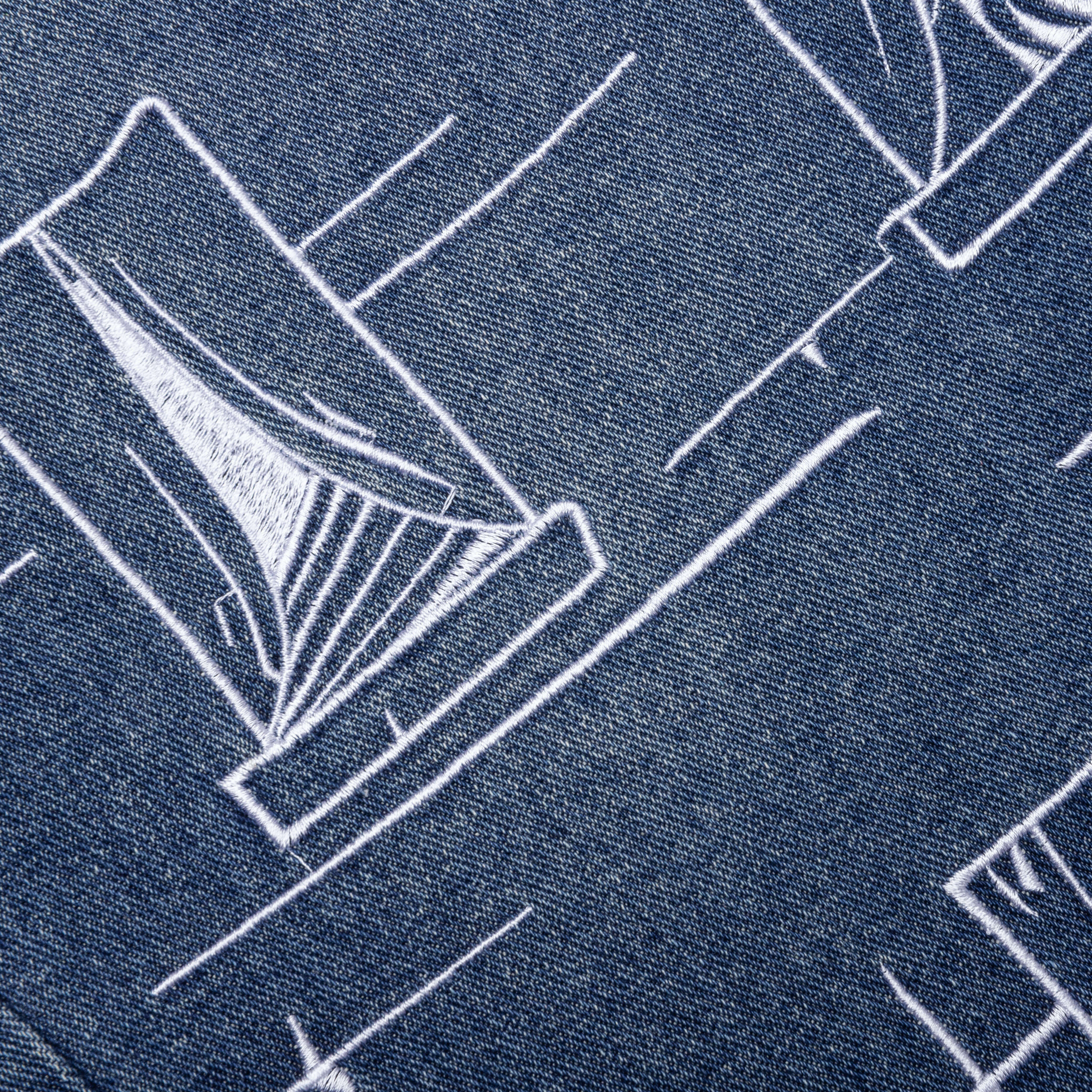 Fire Escape Embroidered Jeans - Blue - Image 4