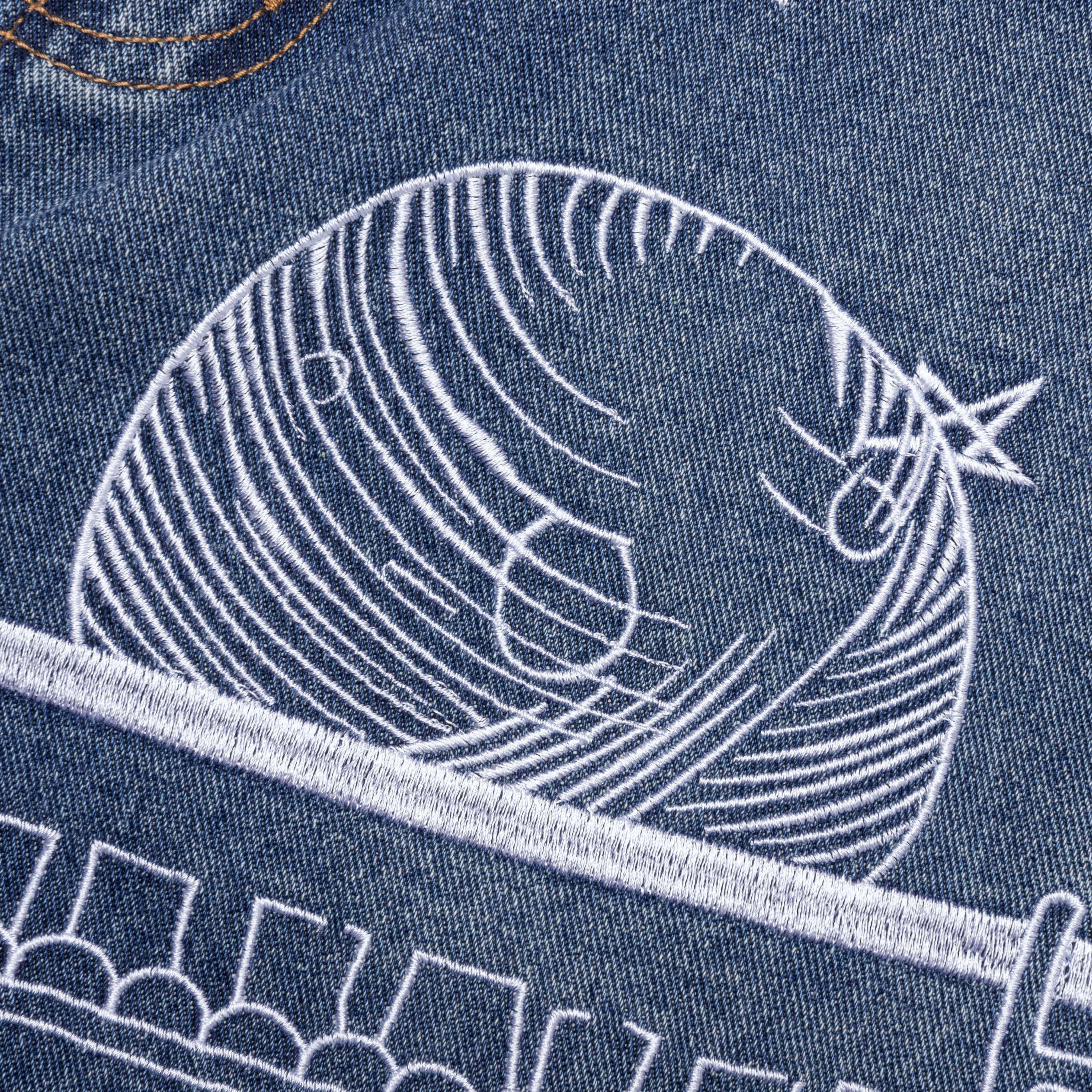 Fire Escape Embroidered Jeans - Blue - Image 5