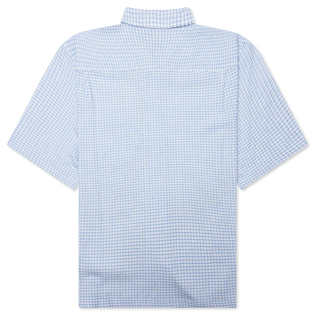 Flat Bottom Crinkled Shirt - Blue Check - Image 2