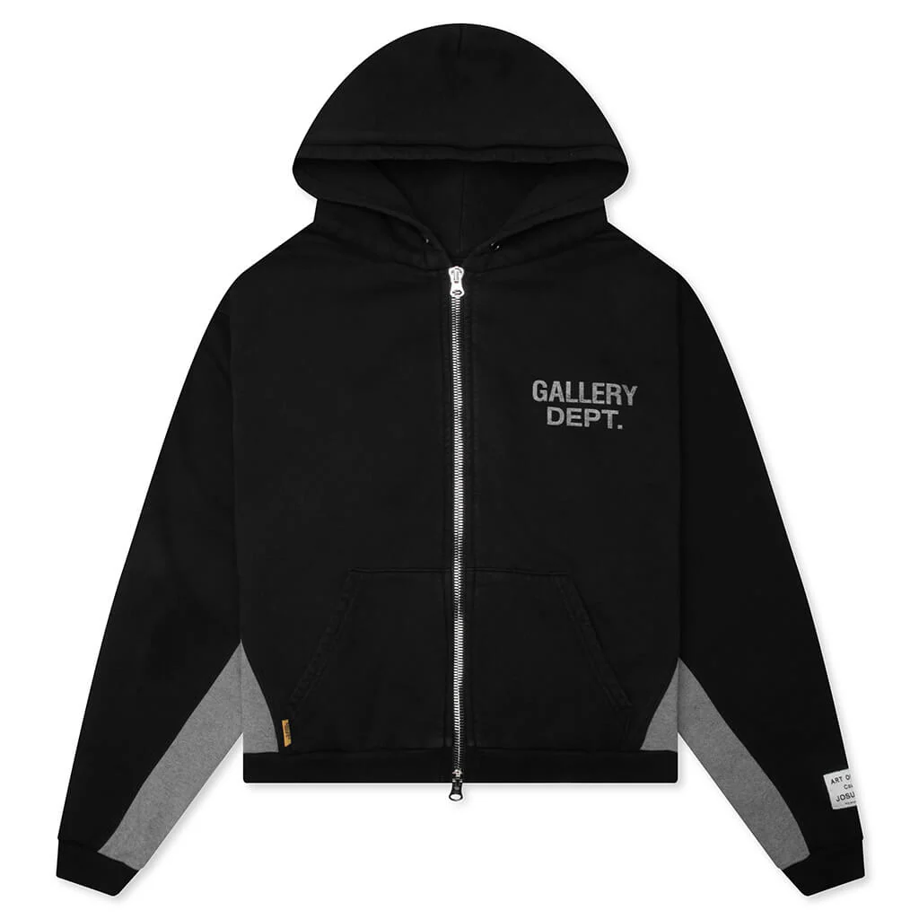 Contrast Panel Sweatshirt - Washed Black/Heather Grey