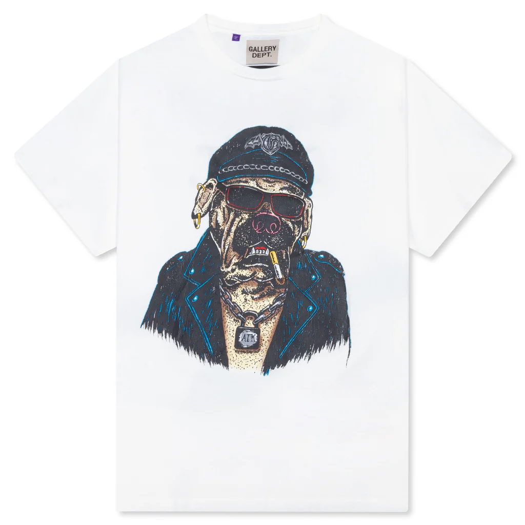 Oct Biker Dog Tee - Light Archival White