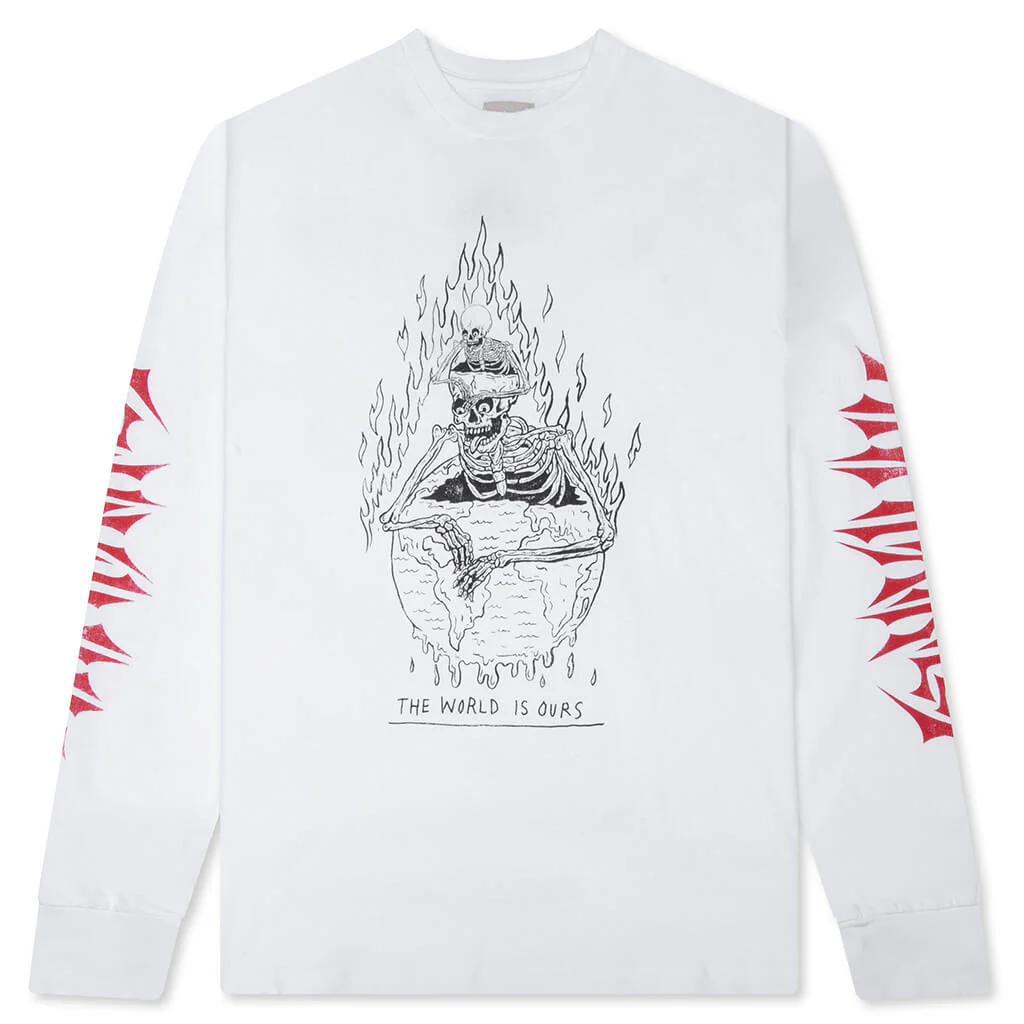The World Is Ours L/S Tee - Clean White