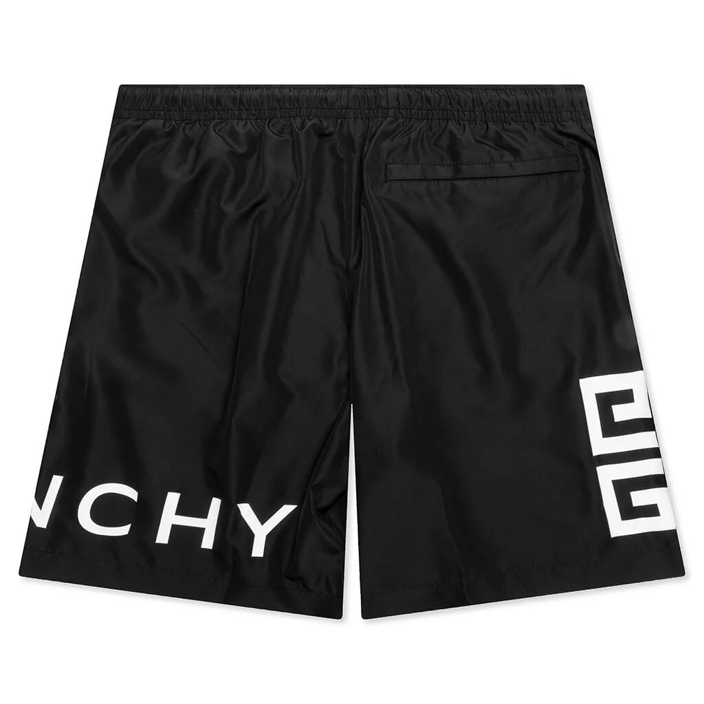 4G Long Swim Shorts - Black/White - Image 2