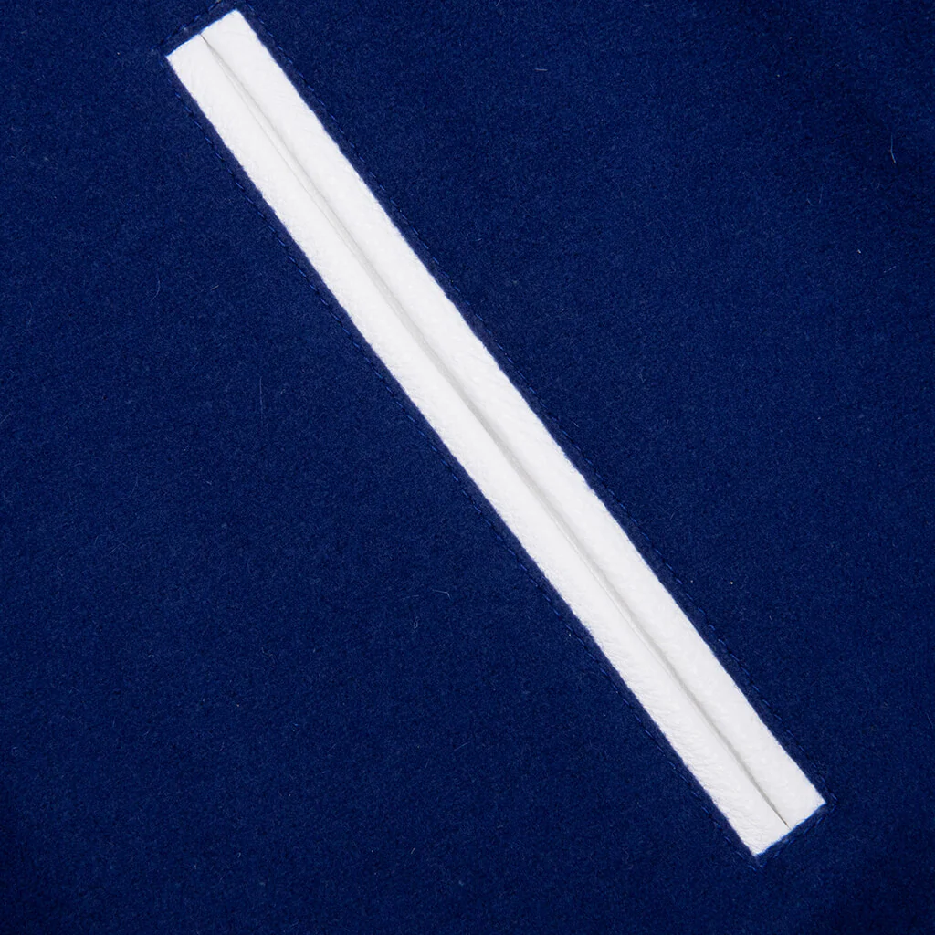 Big Varsity Bomber in Wool and Leather - Blue/White - Image 5