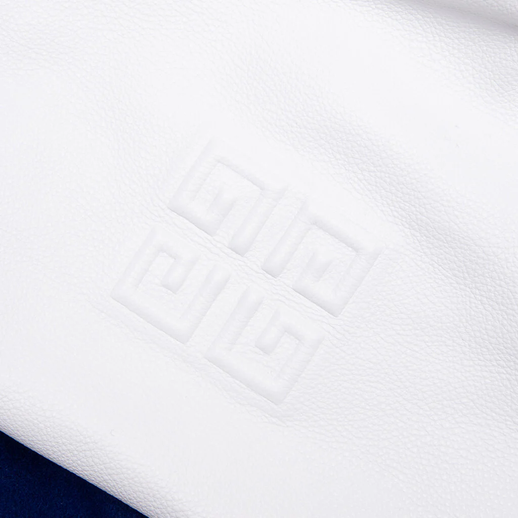 Big Varsity Bomber in Wool and Leather - Blue/White - Image 6