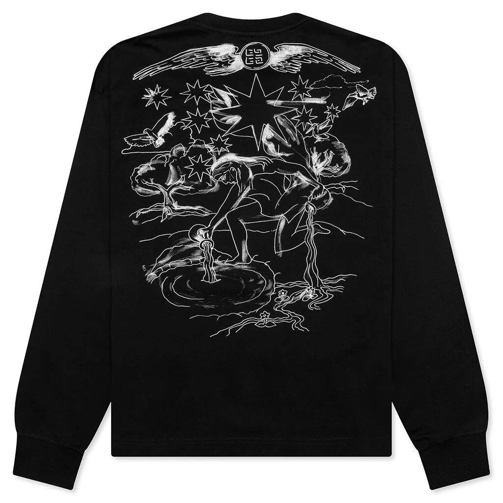 Tarot Print Boxy Fit Long Sleeve T-Shirt - Black - Image 2