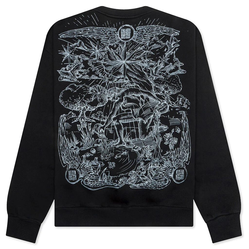 Tarot Print Boxy Fit Long Sleeve T-Shirt - Black - Image 2