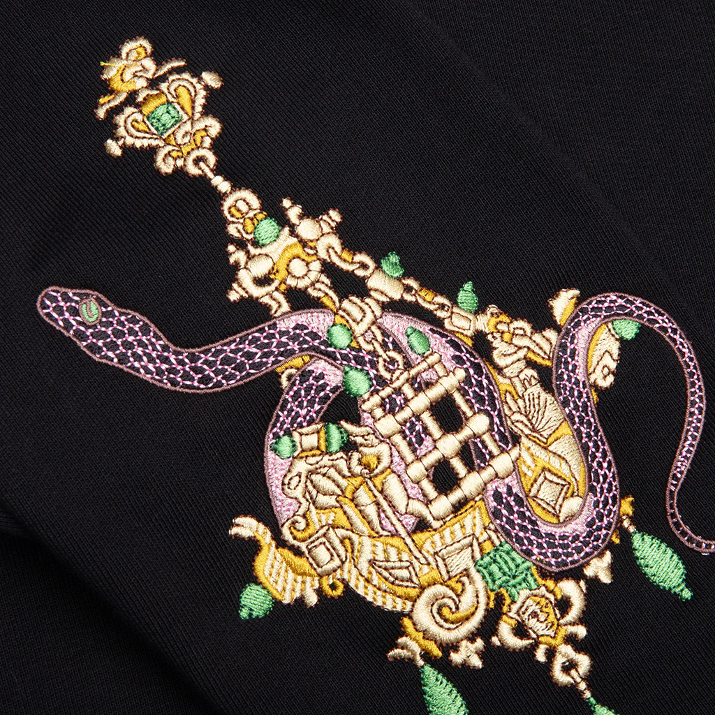 Fleece Sweatshirt with Chandelier and Snake - Black - Image 5