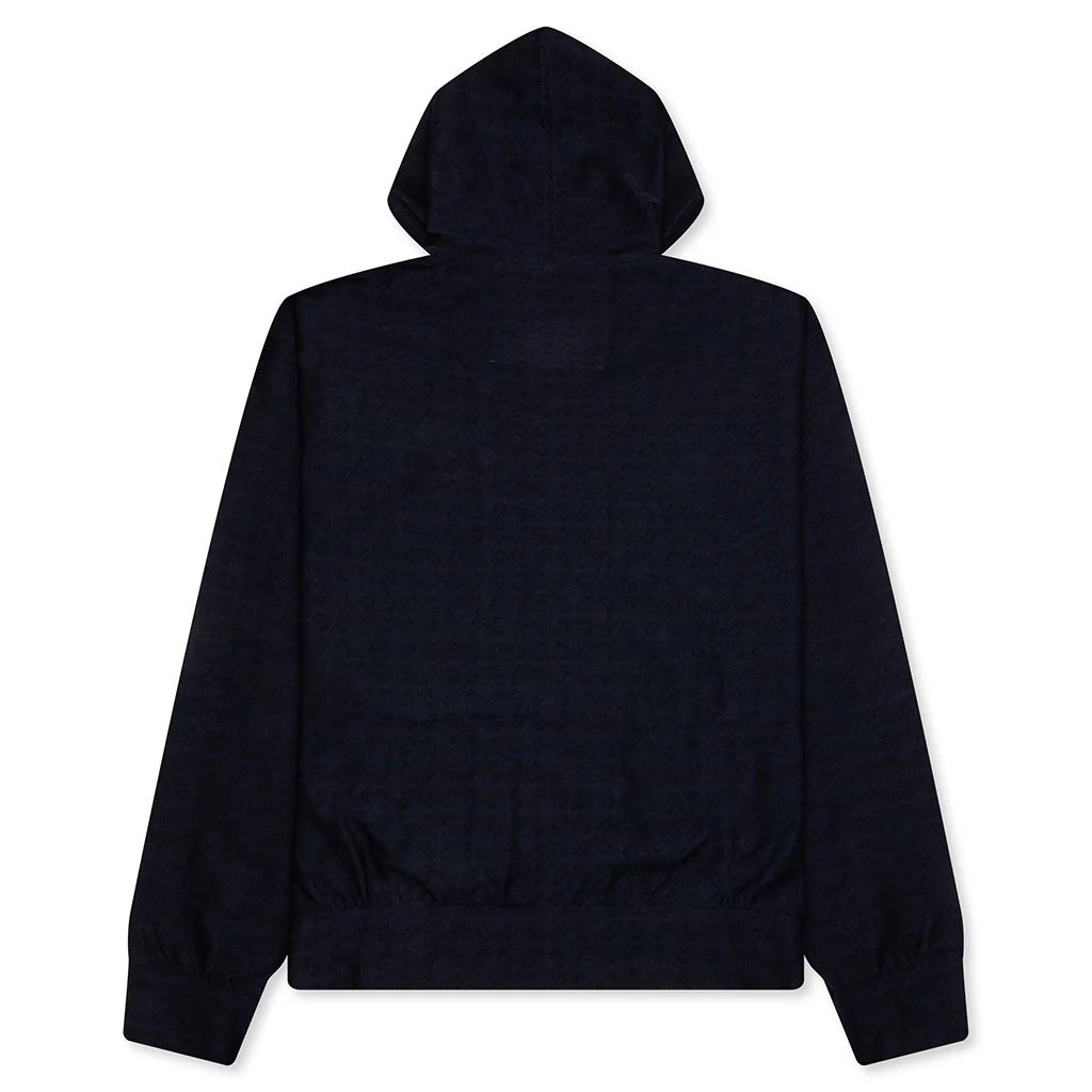 Zipped Hoodie In Monogram 72 Jacquard - Black/Navy - Image 2