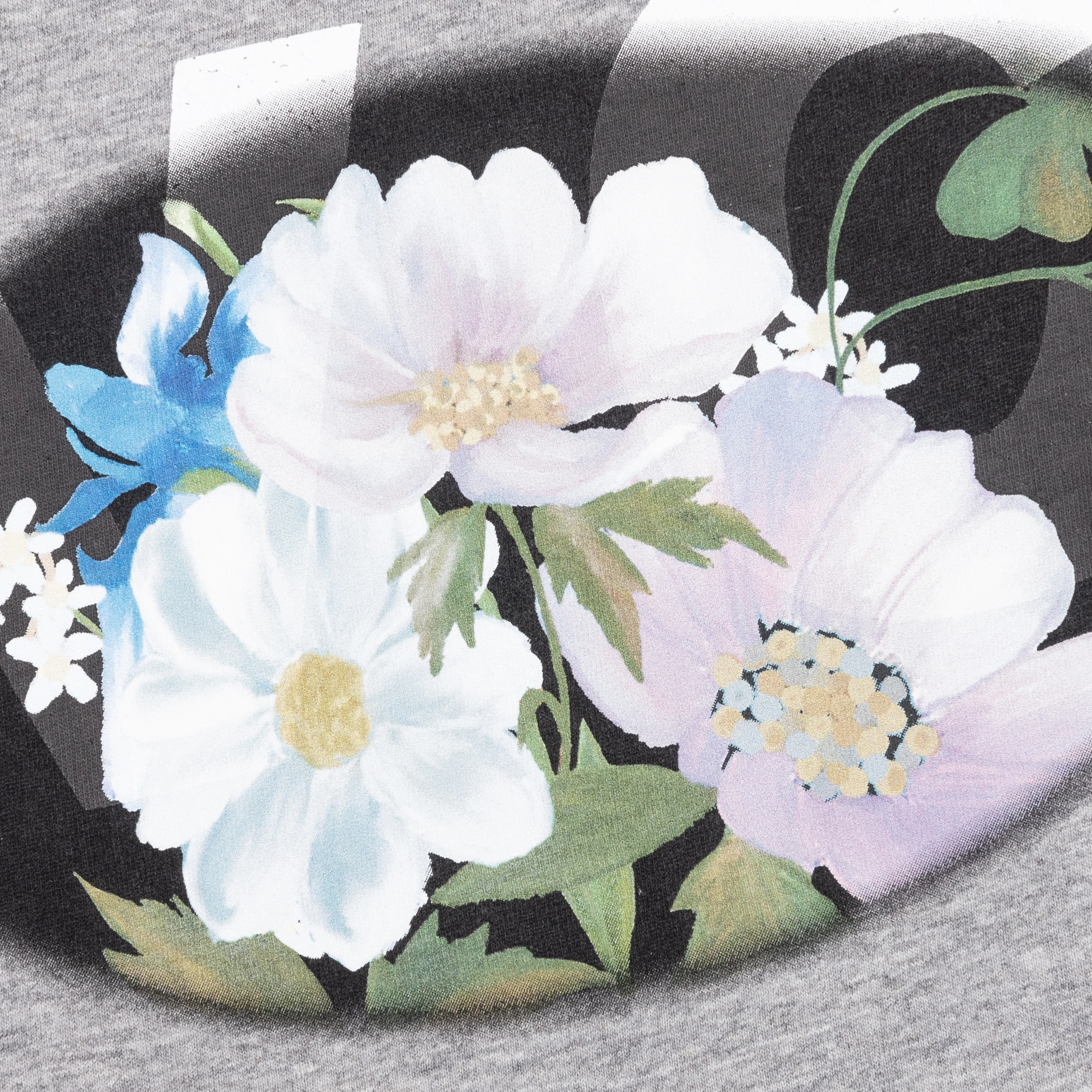 GVCY Floral Printed Crewneck T-Shirt - Light Grey Melange - Image 3