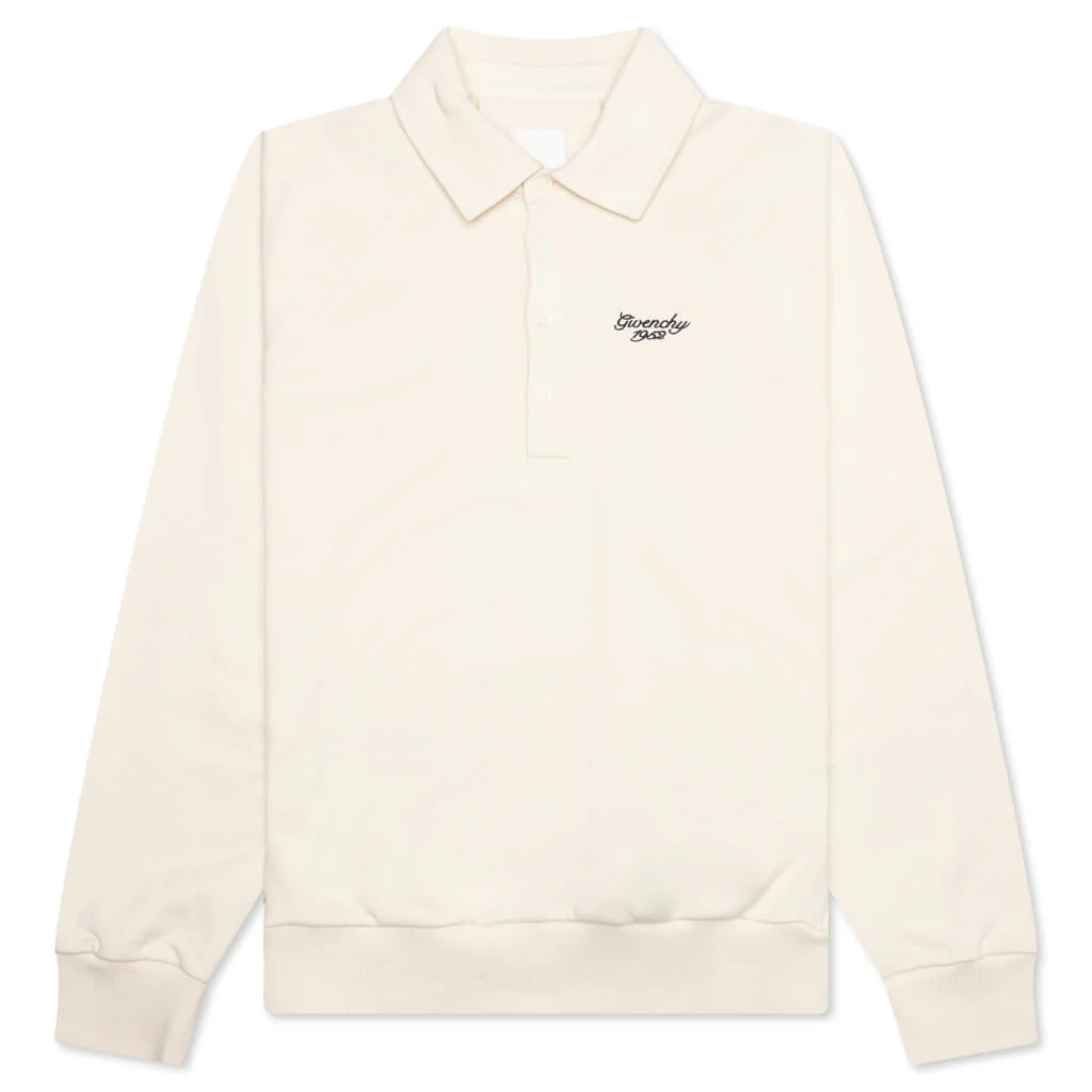 Buttoned Raglan Long Sleeve Sweatshirt - Ivory