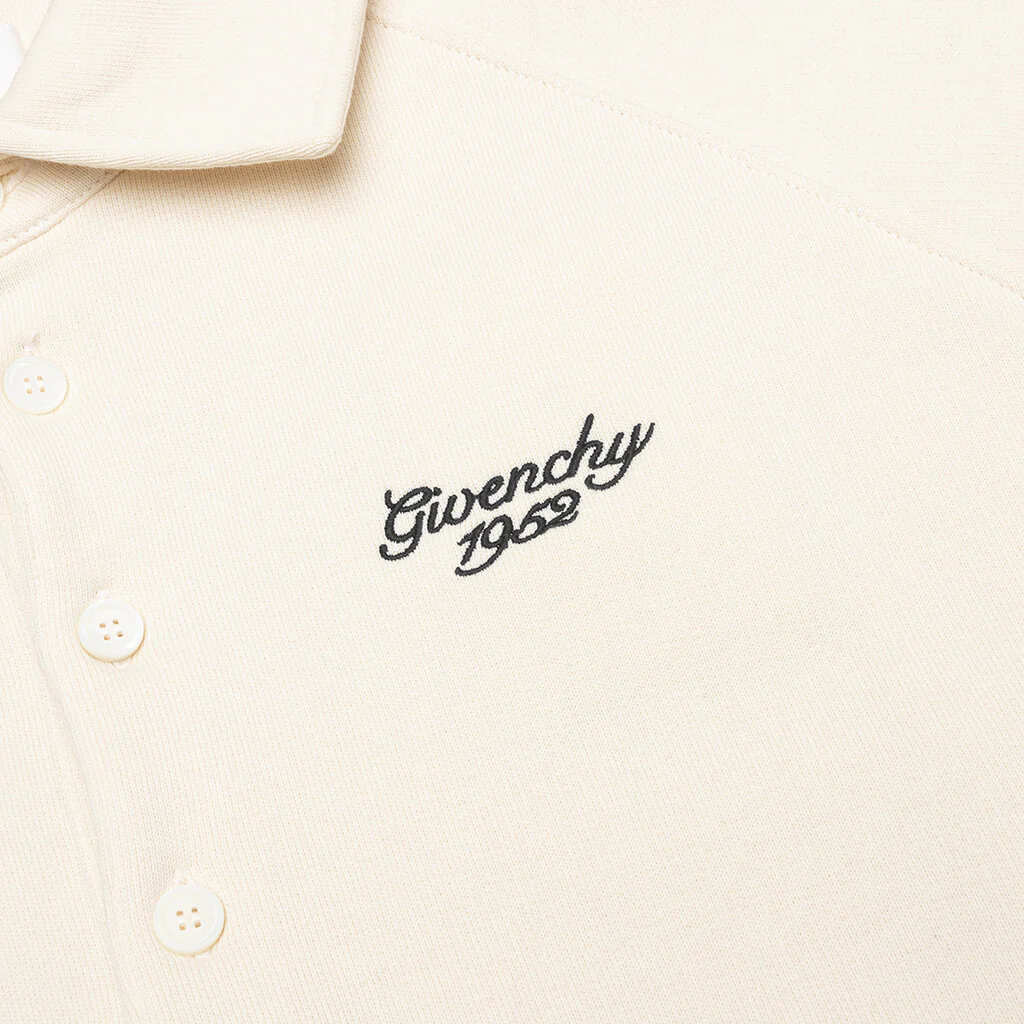 Buttoned Raglan Long Sleeve Sweatshirt - Ivory - Image 3