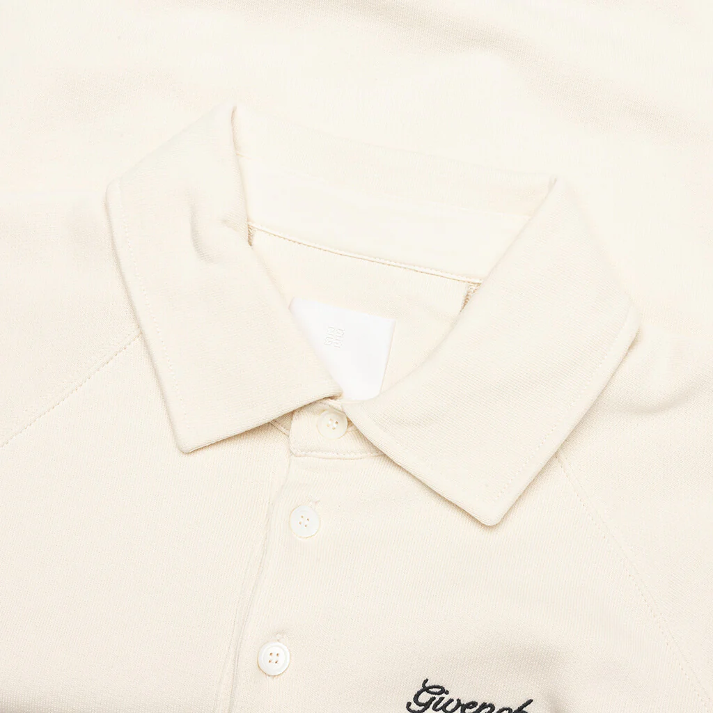 Buttoned Raglan Long Sleeve Sweatshirt - Ivory - Image 4