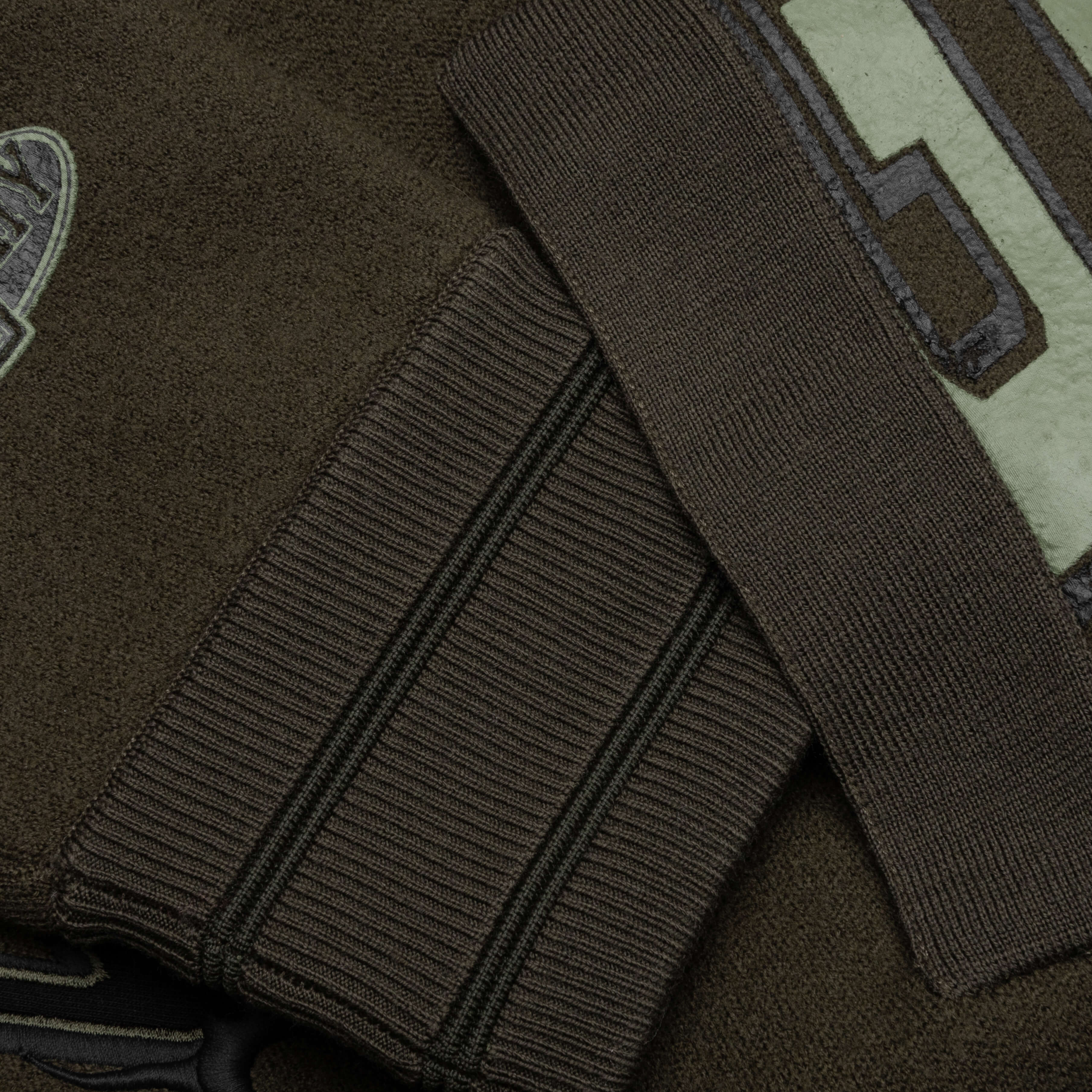 Hooded Varsity Jacket - Military Green - Image 5