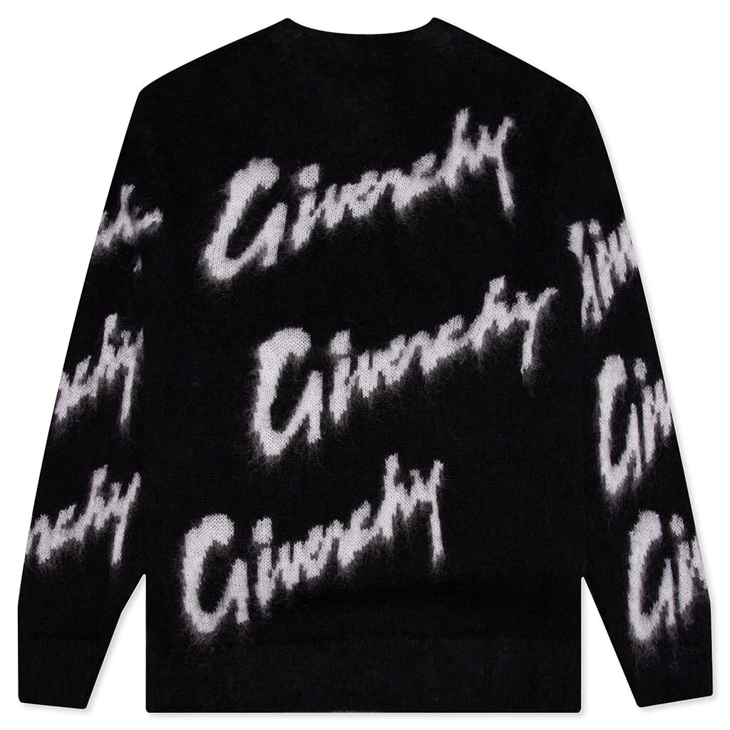 Intarsia Mohair and Wool Sweater - Black/White - Image 2