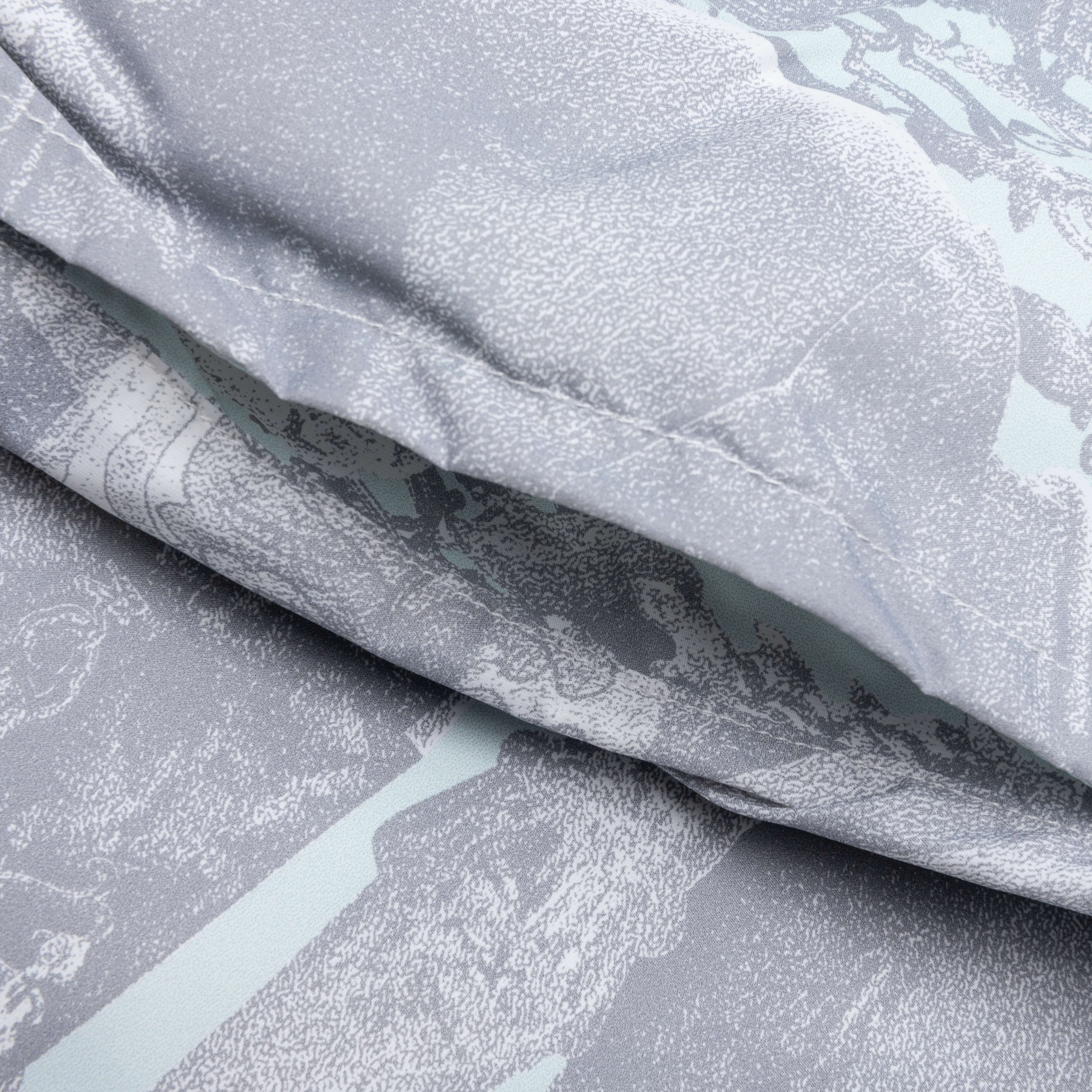 Linen Bermuda Swim Shorts with Hubert Objects Print - Prussian Blue/Grey - Image 4