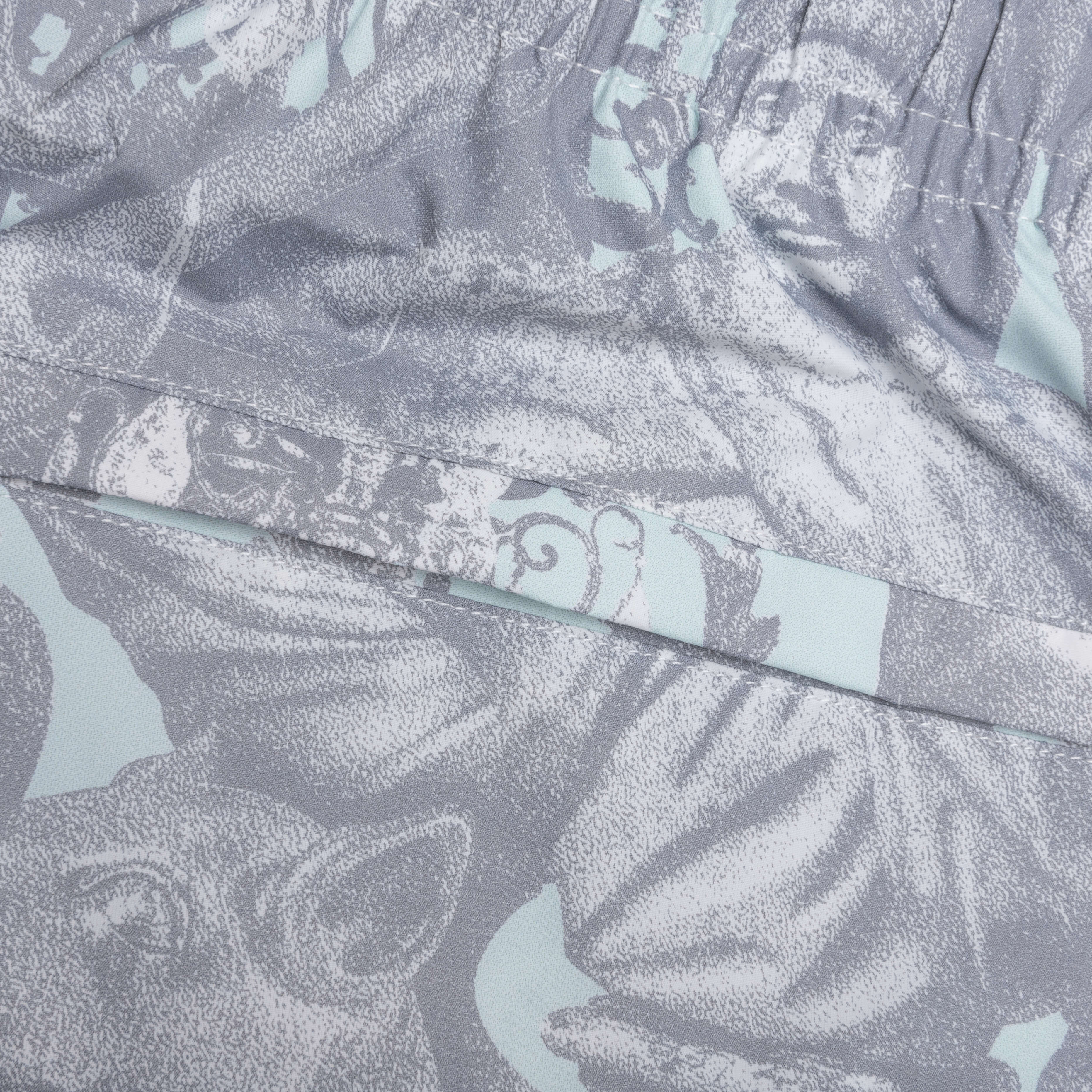 Linen Bermuda Swim Shorts with Hubert Objects Print - Prussian Blue/Grey - Image 5