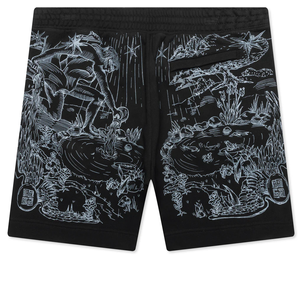 Wolf Print Board Shorts - Black - Image 2