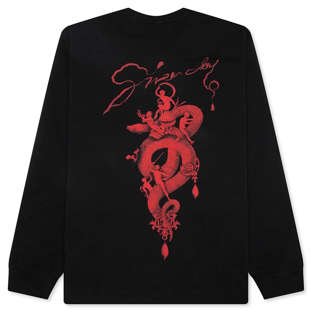Chandelier and Snake Print Long Sleeve T-Shirt - Black - Image 2