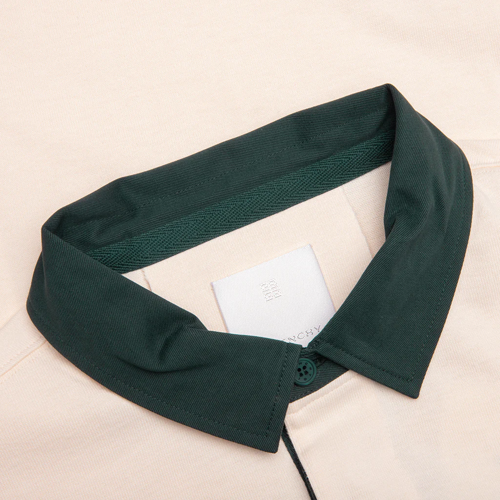 College Long Sleeve Polo - White/Green - Image 3