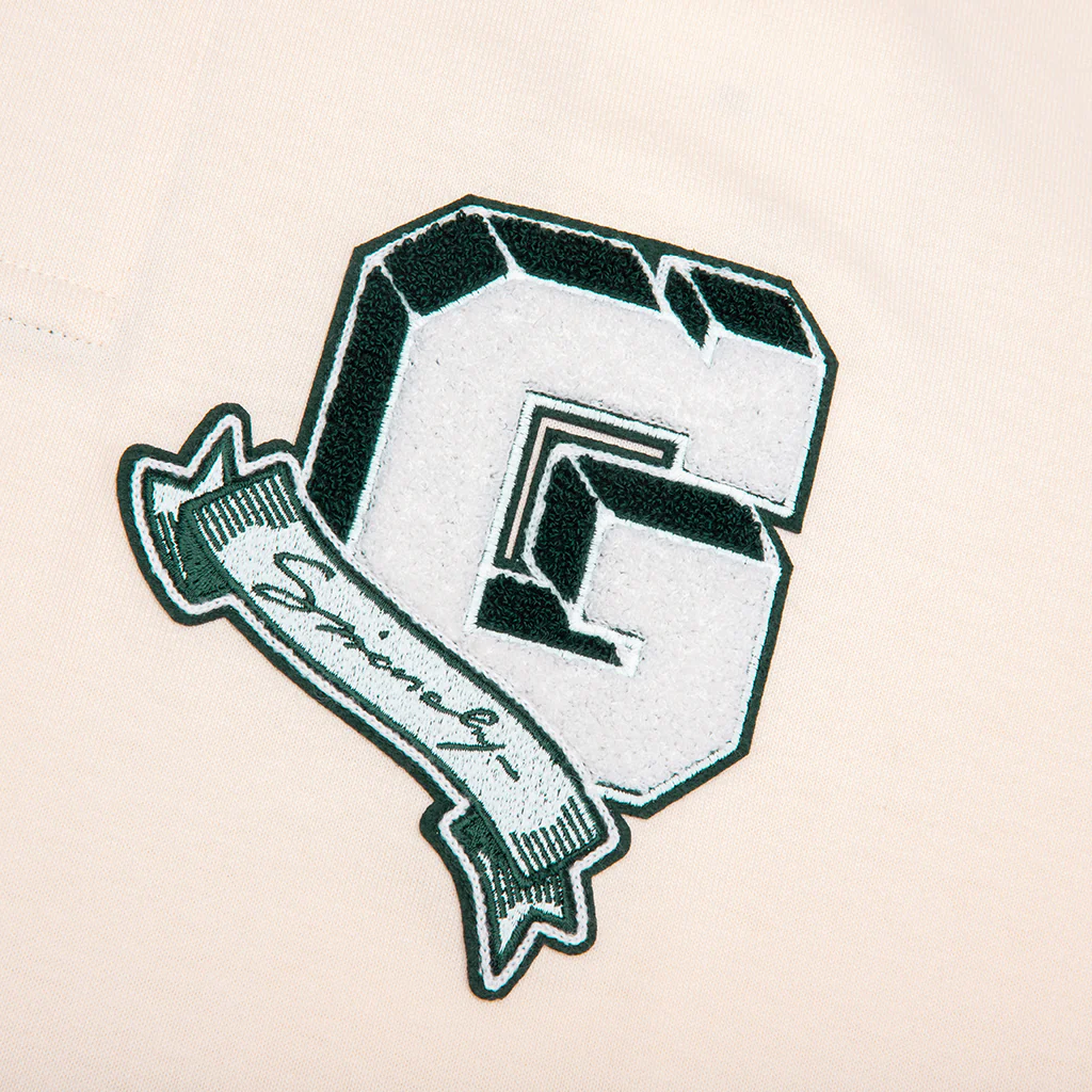 College Long Sleeve Polo - White/Green - Image 4