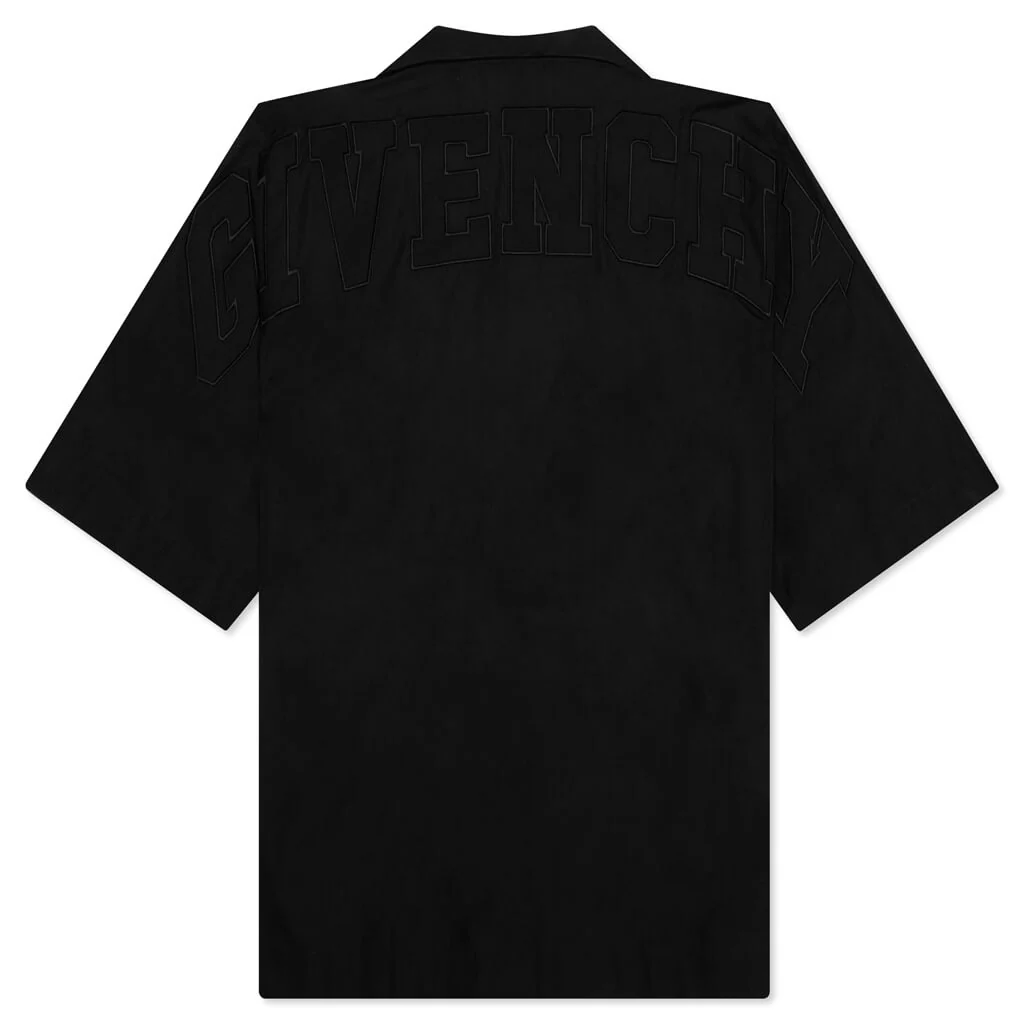 Embroidered College Logo Hawaiian Shirt - Black - Image 2