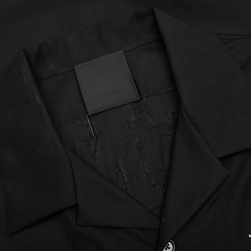 Embroidered College Logo Hawaiian Shirt - Black - Image 3