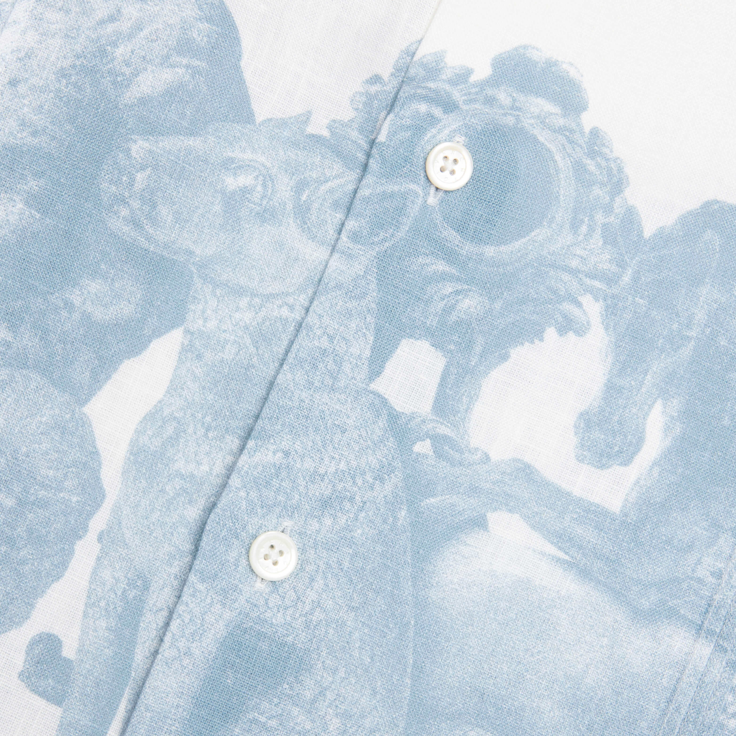 Linen Shirt with Hubert Objects Print- Blue/White - Image 4