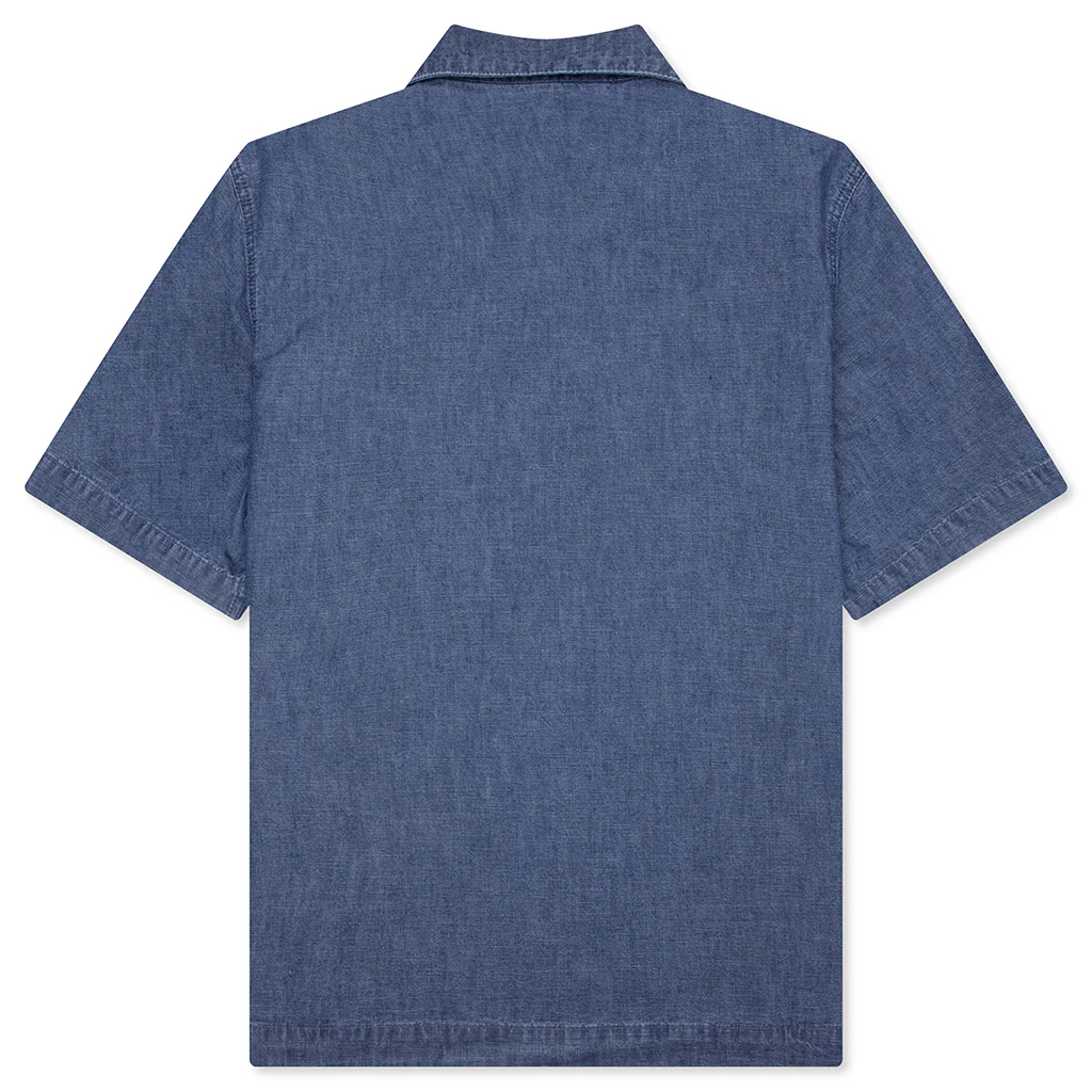 Logo Embroidered Short-Sleeve Shirt - Denim Blue - Image 2