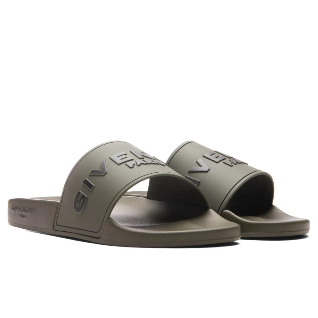 Slide Flat Sandals - Khaki - Image 3