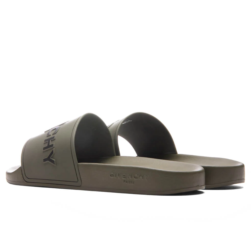 Slide Flat Sandals - Khaki - Image 4