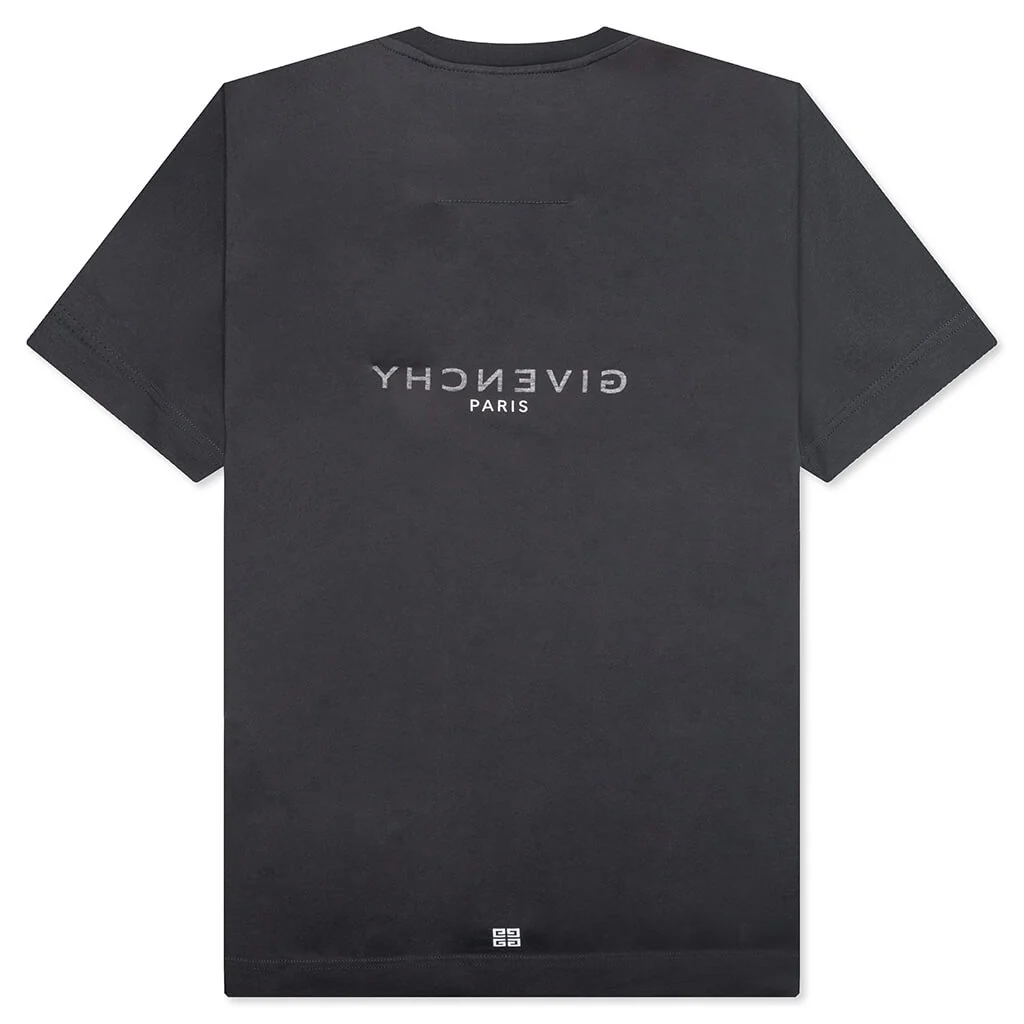 Slim Fit Reverse Print T-Shirt - Charcoal - Image 2