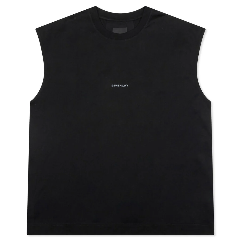 Tarot Print Cotton Tank Top- Black