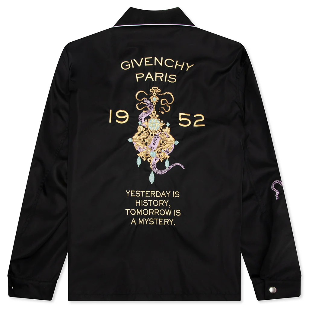 Zipped Jacket with Chandelier and Snake Embroideries - Black - Image 2