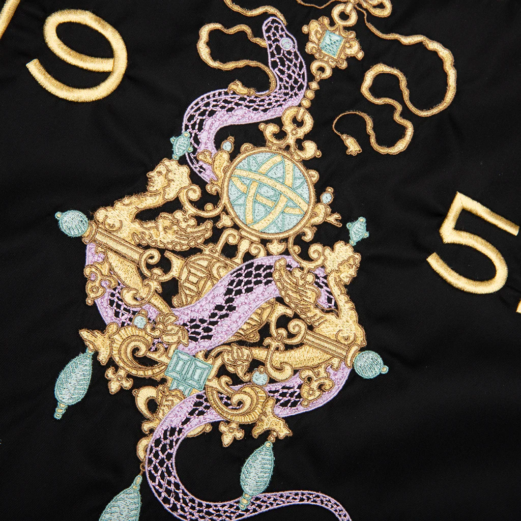 Zipped Jacket with Chandelier and Snake Embroideries - Black - Image 6