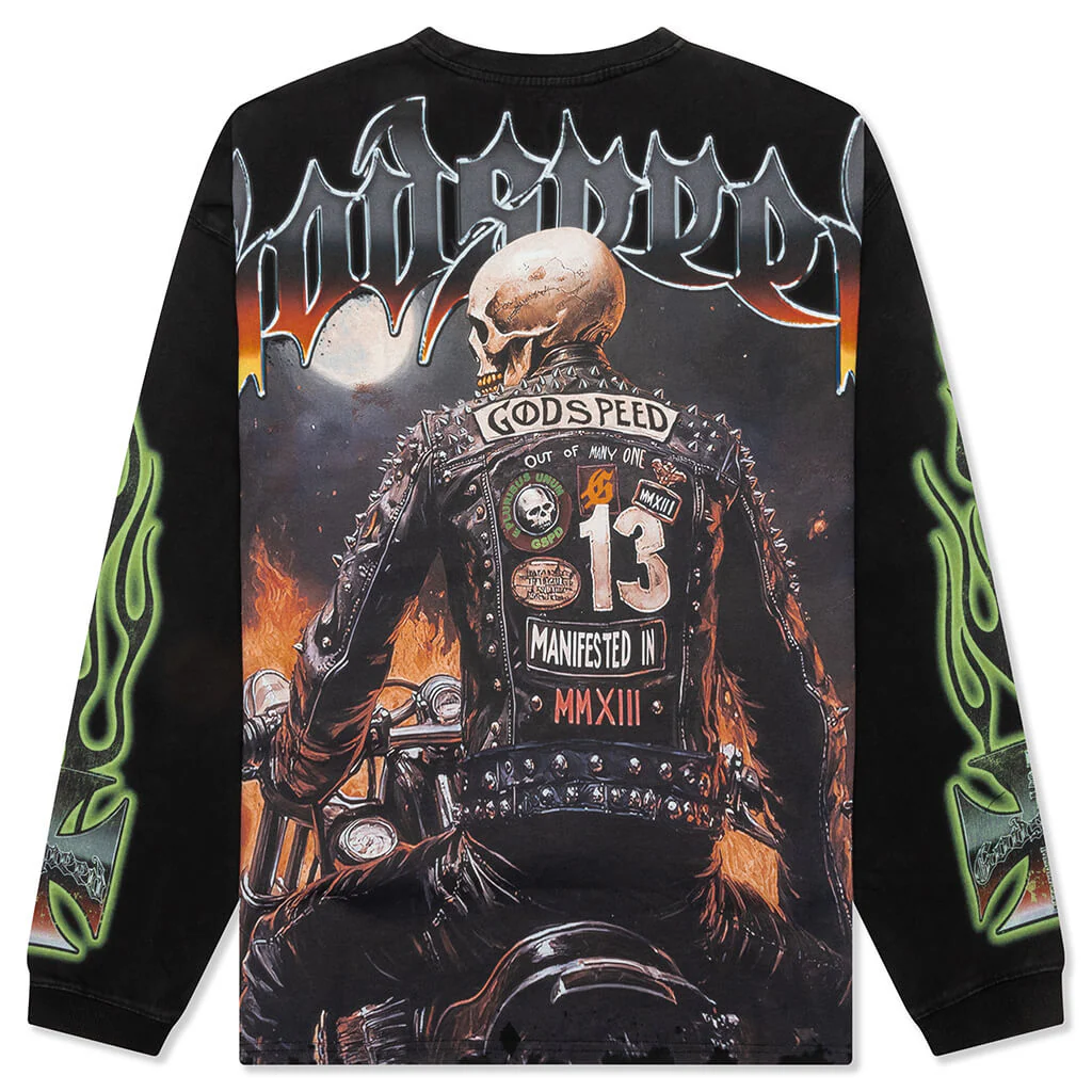 Biker Nation L/S T-Shirt - Black Wash - Image 2