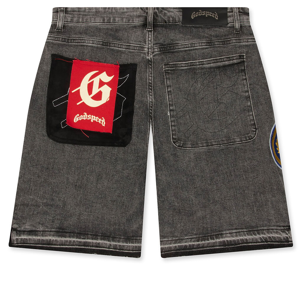 Patchwork Denim Shorts V2 - Grey - Image 2