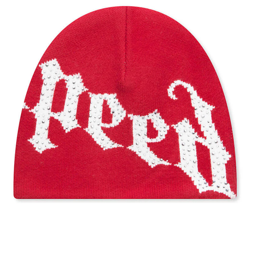 OG Logo Studded Beanie - Red/White - Image 2