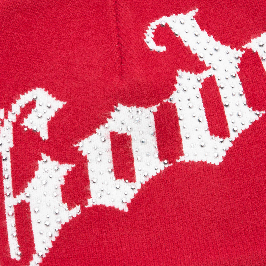 OG Logo Studded Beanie - Red/White - Image 3