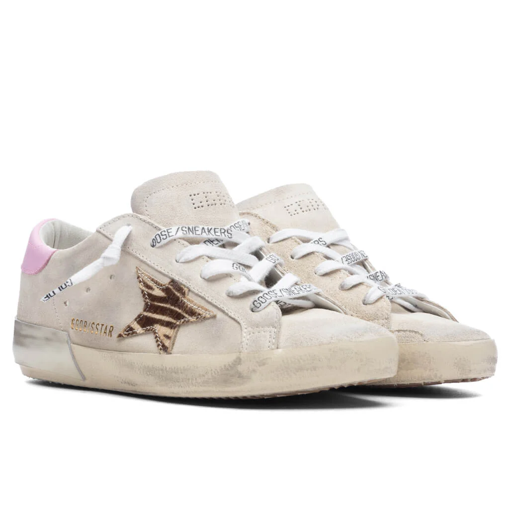 Women's Super Star Suede Upper Zebra Printed Star - Seed Pearl/Butter Brown Zebra/Orchid Pink - Image 2