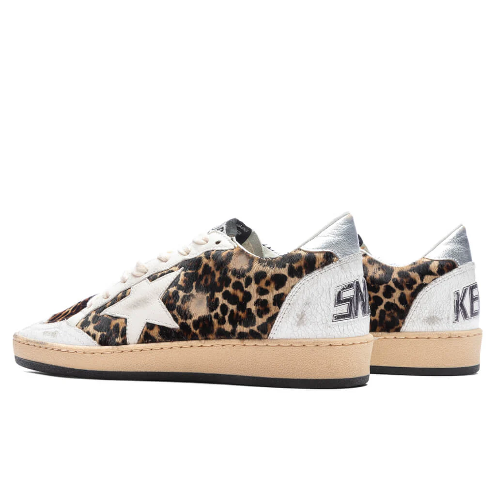 Women's Sneakers Leather Nappa Ball Star - Beige Brown Leo/White/Silver - Image 3