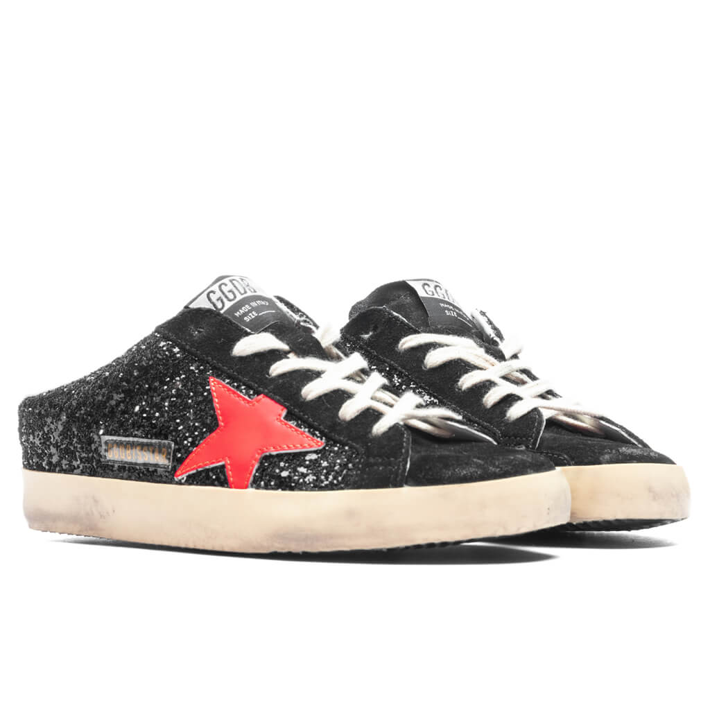 Women's Sneakers Leather Sabot Super Star - Black/Coral Red - Image 2