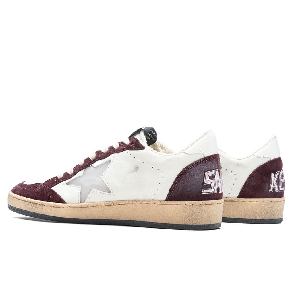 Women's Sneakers Leather Suede Ball Star - Red Wine/White - Image 3