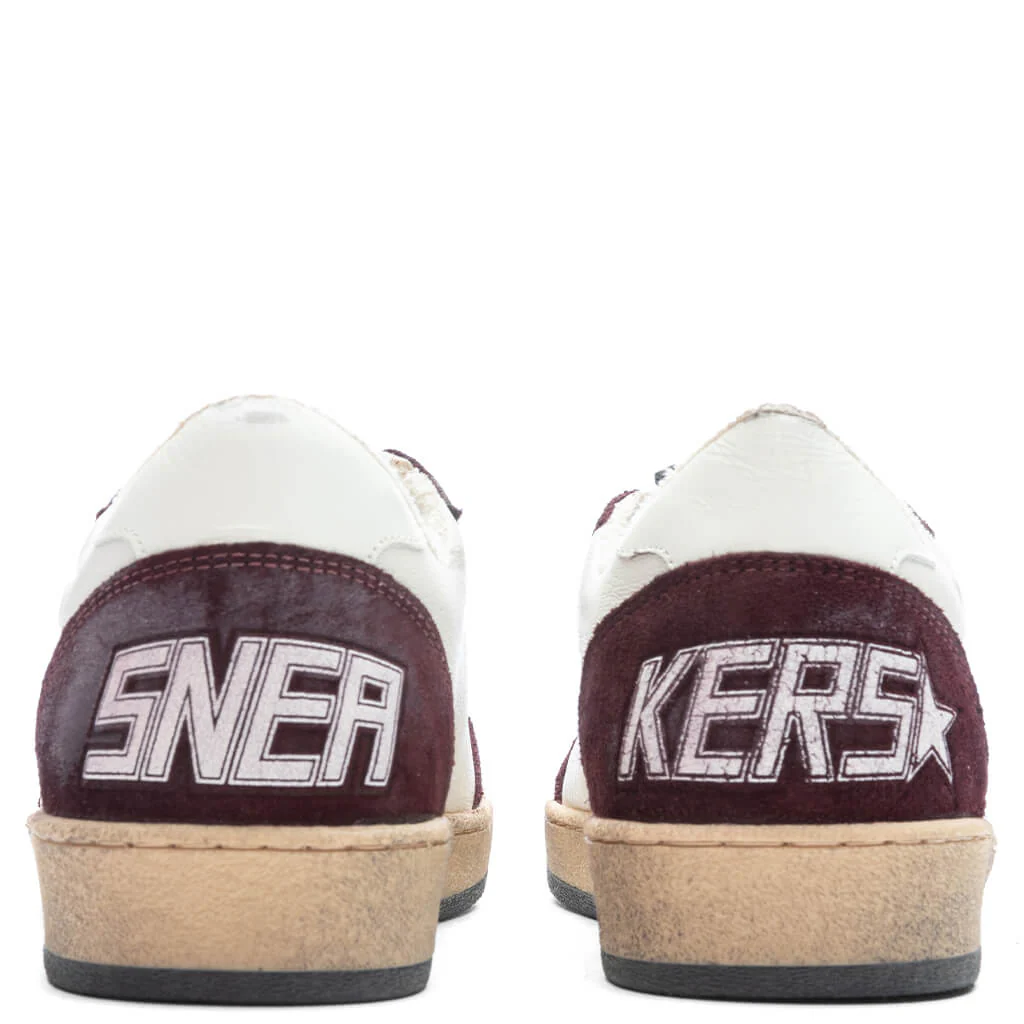 Women's Sneakers Leather Suede Ball Star - Red Wine/White - Image 4