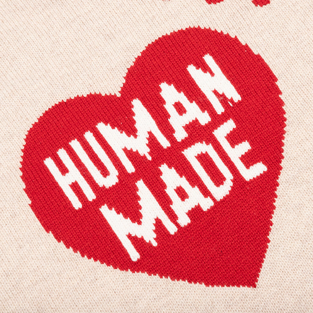Heart Knit Sweater - Beige - Image 3