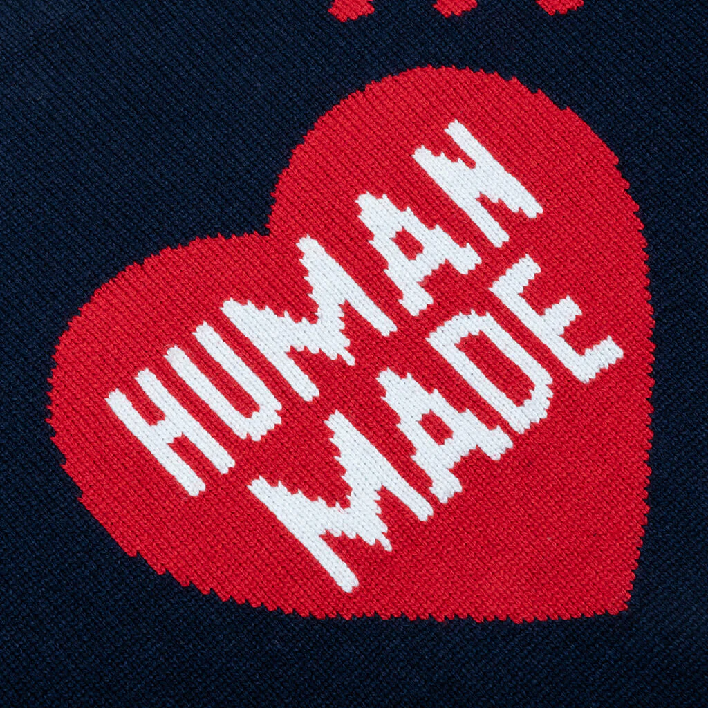 Heart Knit Sweater - Navy - Image 3