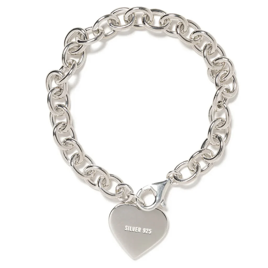 Heart Silver Bracelet - Black - Image 2