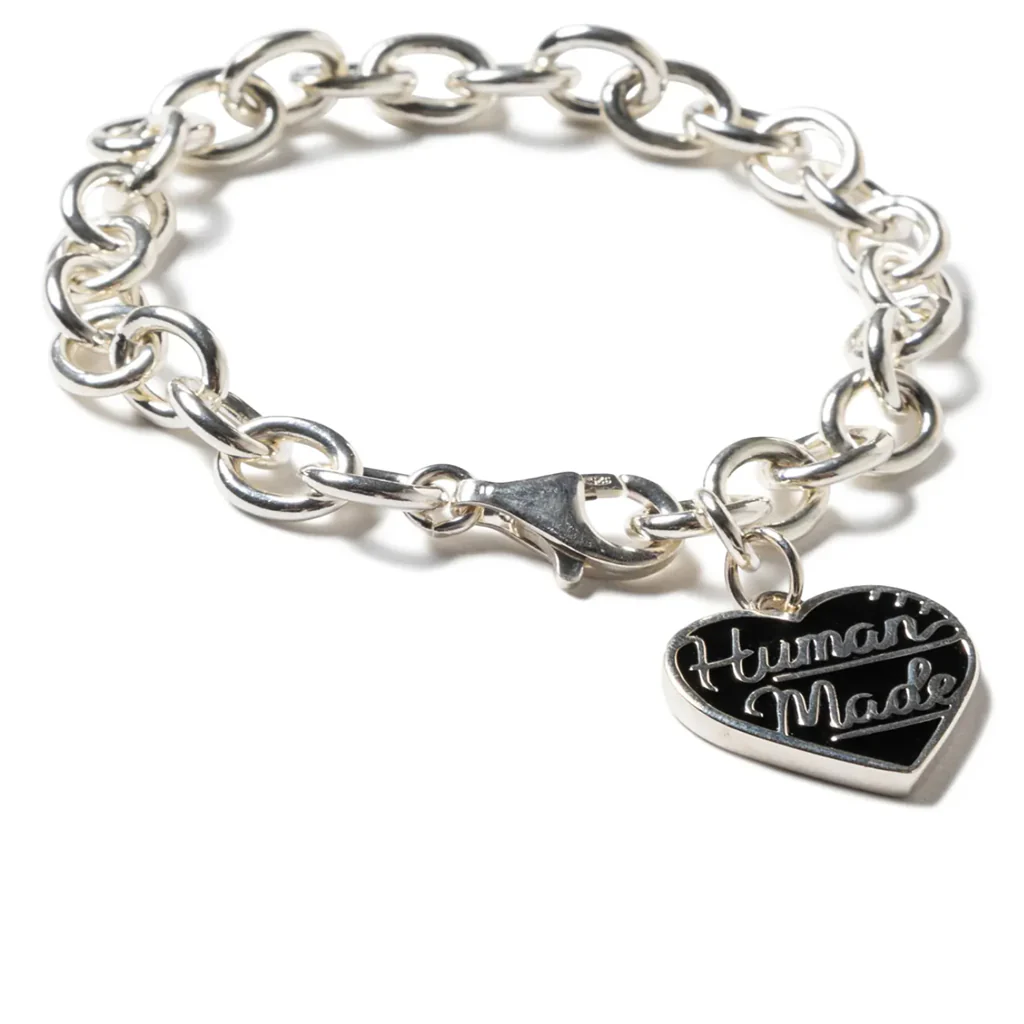 Heart Silver Bracelet - Black - Image 3