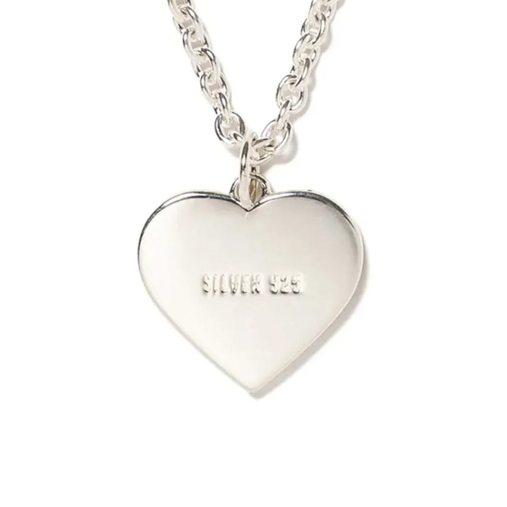 Heart Silver Necklace - Red - Image 2