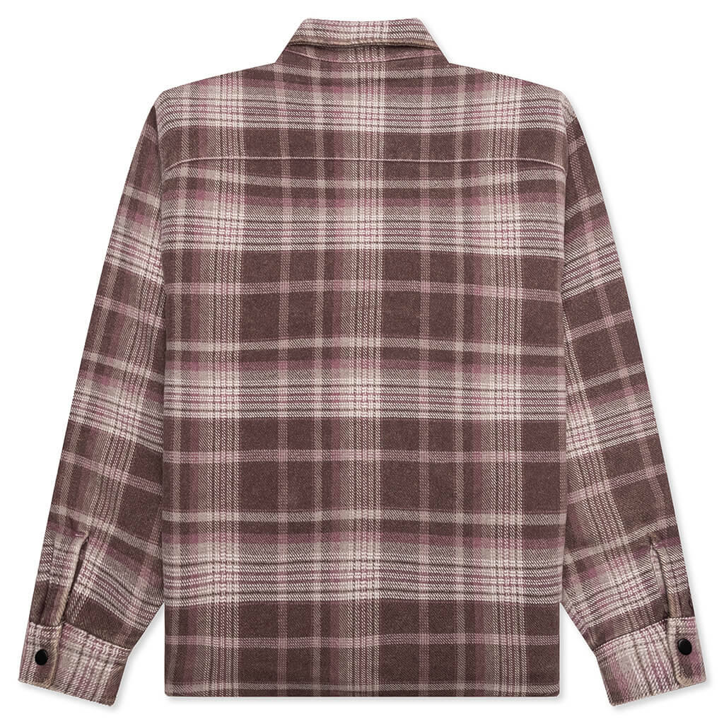 Heavy Washed Plaid Shirt - Brown - Image 2